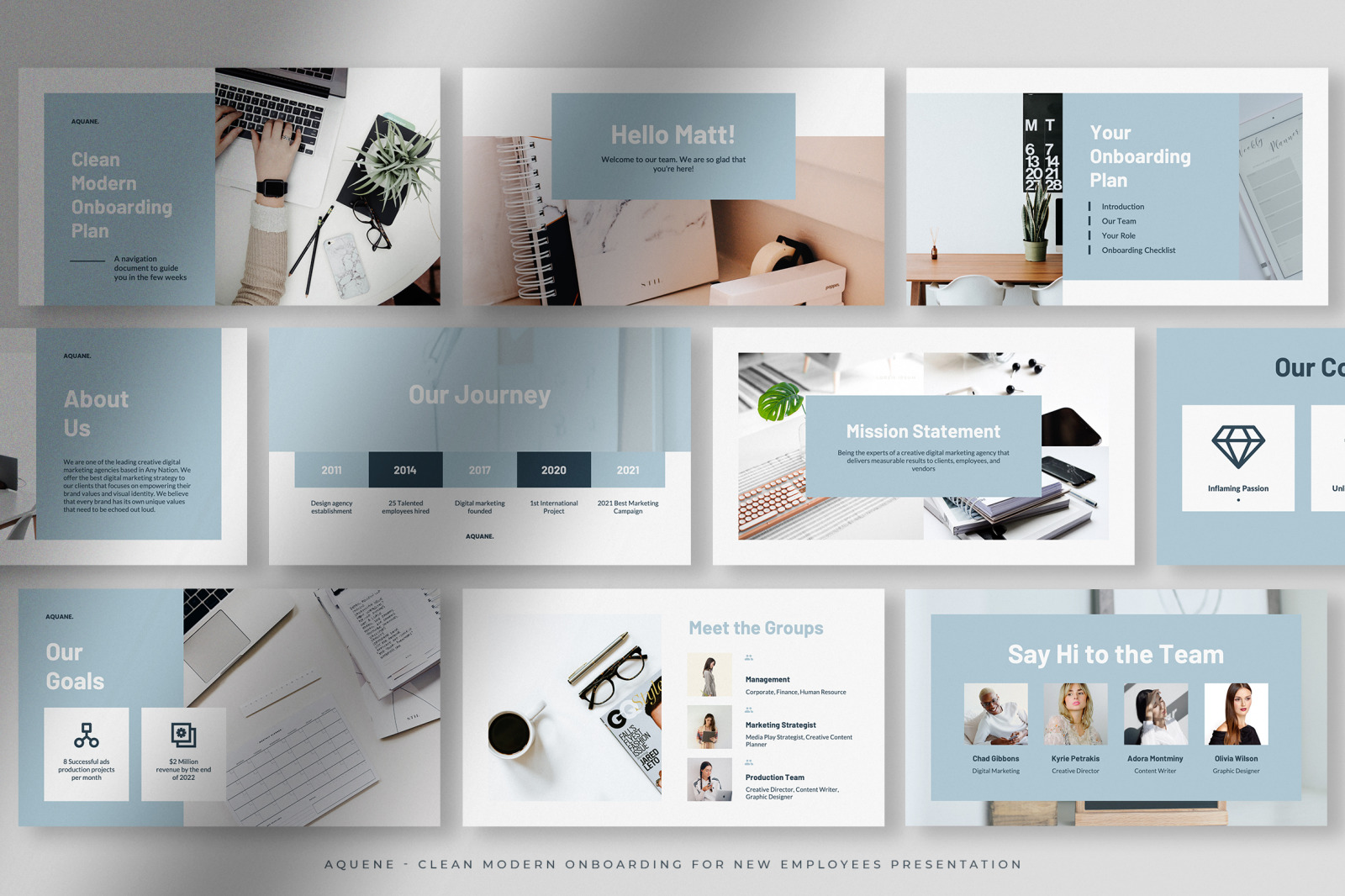 Aquene – Baby Blue Clean Modern Onboarding for New Employee Presentation