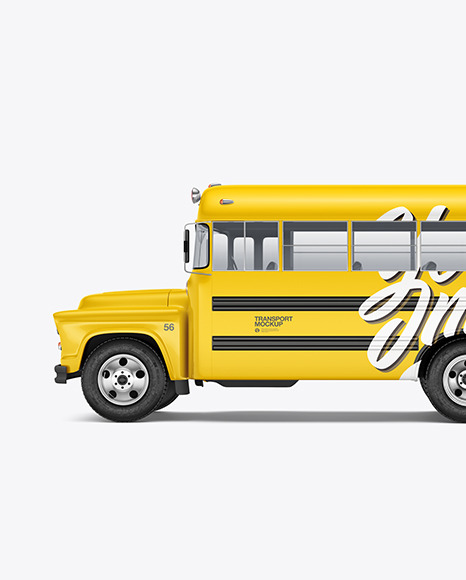 Old School Bus Mockup - Side View