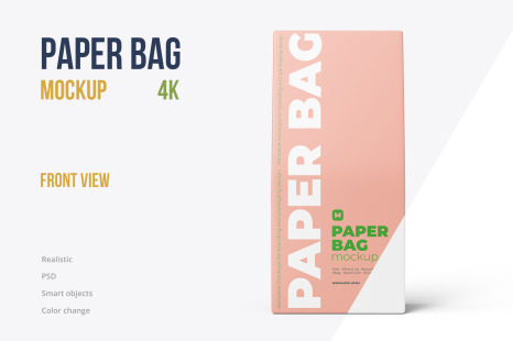 Paper Bag Mockup. Front view