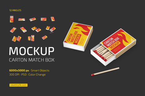 Carton Match Box Mockup Set