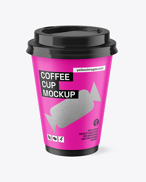 Matte Coffee Cup Mockup on Yellow Images Object Mockups