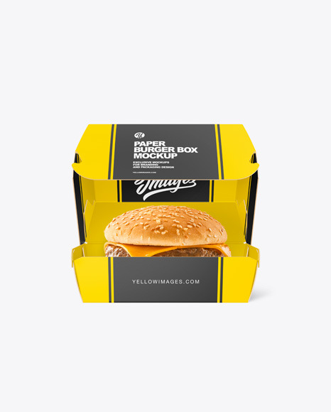Paper Box w/ Burger Mockup