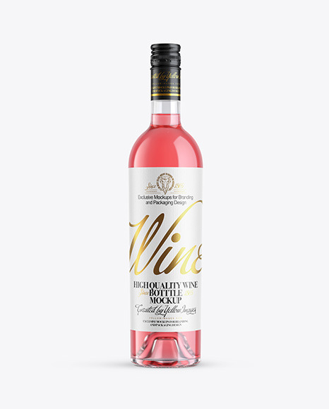 Clear Glass Rose Wine Bottle Mockup