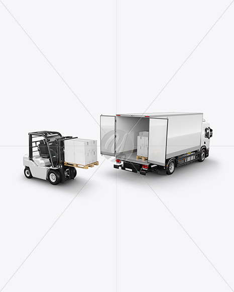New Free Mockups – Box Truck W Forklift Mockup – Download Now