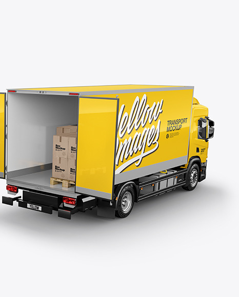 Box Truck W\ Forklift Mockup