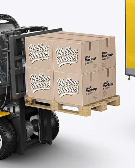 Box Truck W\ Forklift Mockup