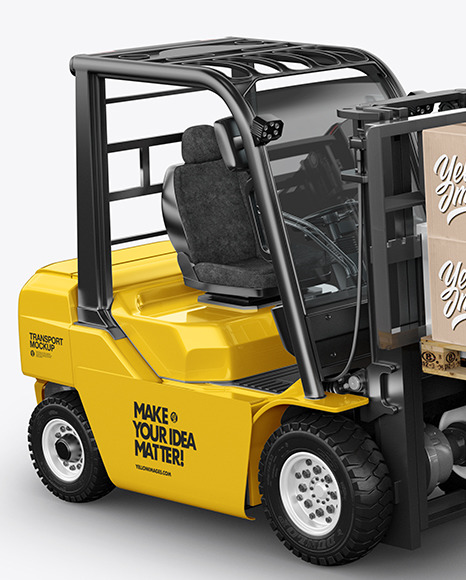 Box Truck W\ Forklift Mockup