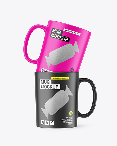 Two Matte Mugs Mockup