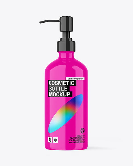 Glossy Plastic Bottle with Pump Mockup - Free Download Images High Quality  PNG, JPG