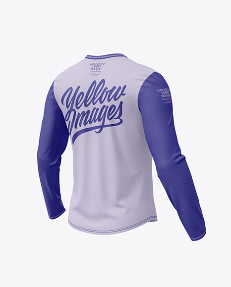Long Sleeve T-Shirt Mockup - Halfside Back View