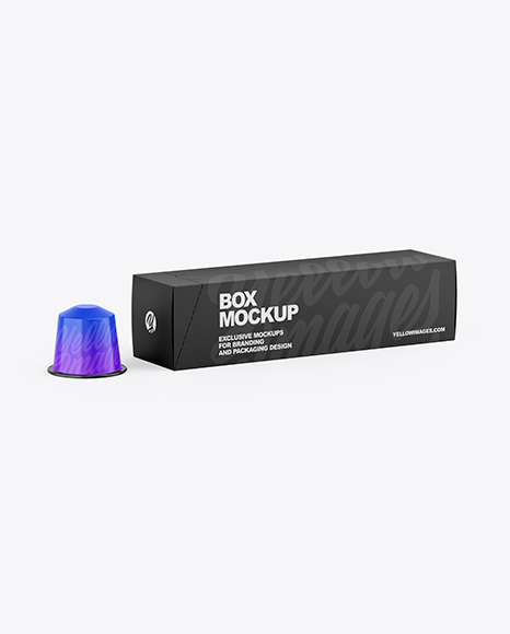 Box W/ Glossy Coffee Capsule Mockup