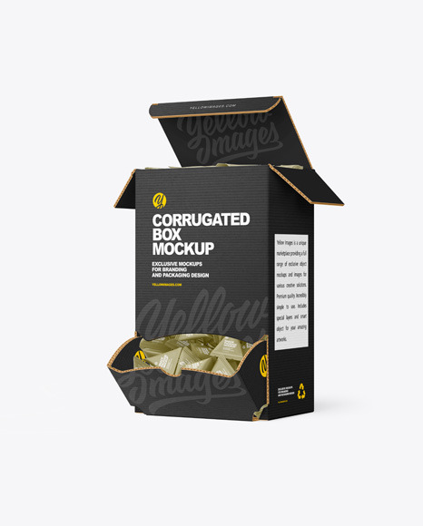 Corrugated Box W/ Triangular Snack Mockup