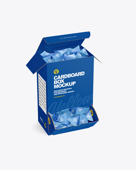 Cardboard Box W/ Triangular Snack Mockup