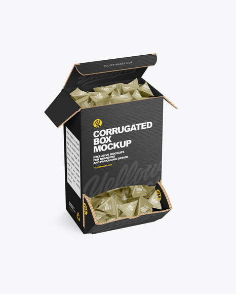 Corrugated Box W/ Triangular Snack Mockup