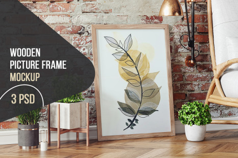 Wooden Picture Frame Mockup
