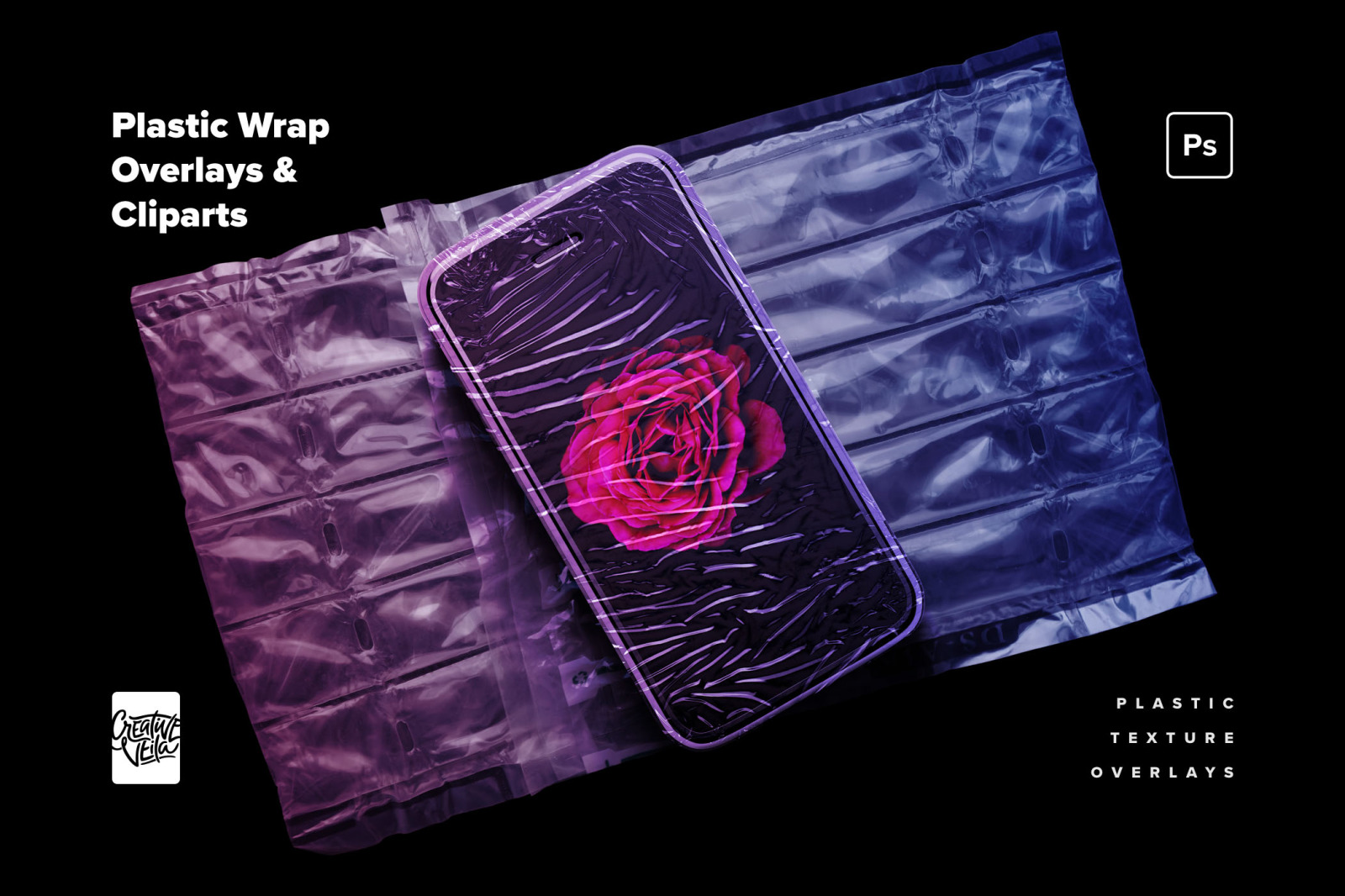 Plastic Wrap Overlays And Cliparts on Yellow Images Creative Store