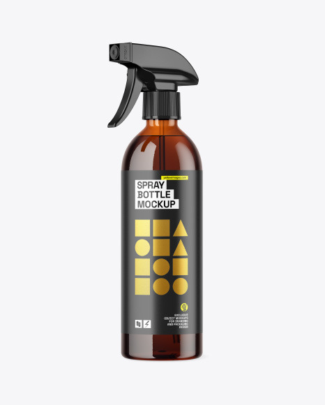 Amber Plastic Spray Bottle Mockup