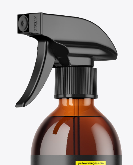 Amber Plastic Spray Bottle Mockup on Yellow Images Object Mockups
