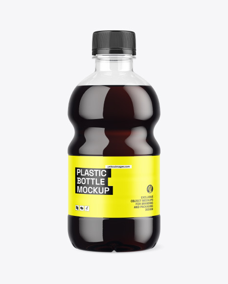 Clear Plastic Bottle w/ Cola Mockup