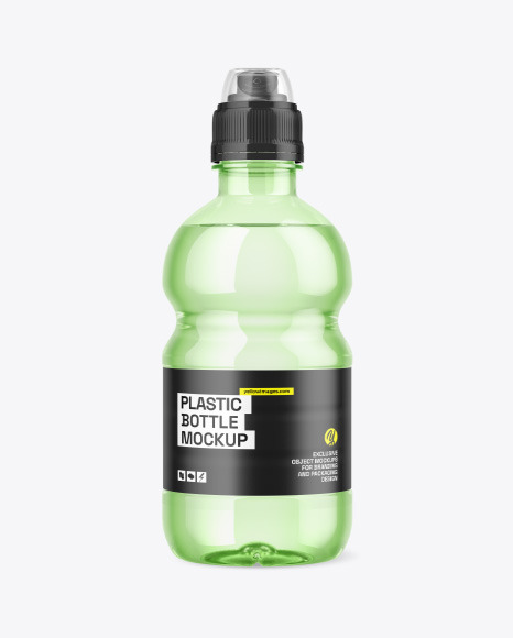 Colored Plastic Bottle w/ Water &amp; Sport Cap Mockup