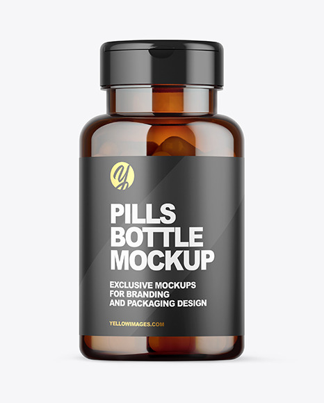 Amber Pills Bottle Mockup