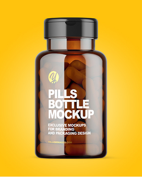 Amber Pills Bottle Mockup - Free Download Images High Quality PNG, JPG