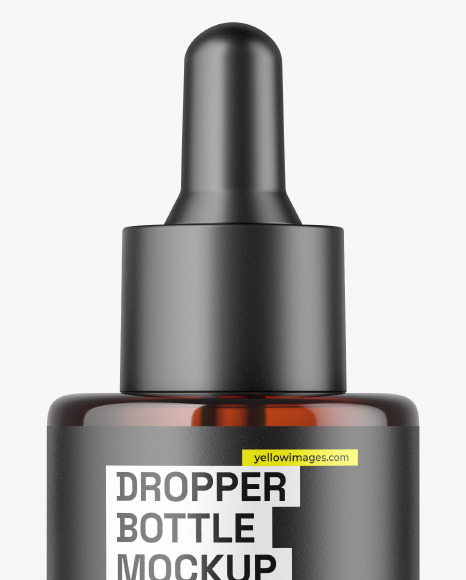 Amber Glass Dropper Bottle w\ Paper Tube Mockup