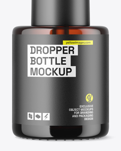 Amber Glass Dropper Bottle w\ Paper Tube Mockup