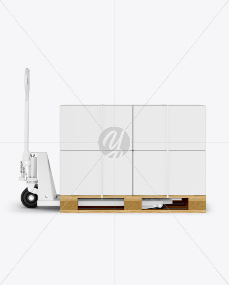 Hand Pallet Truck & Paper Boxes Mockup