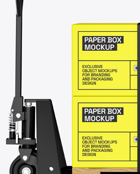 Hand Pallet Truck & Paper Boxes Mockup