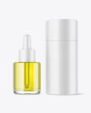 Clear Glass Oil Dropper Bottle w\ Paper Tub Mockup