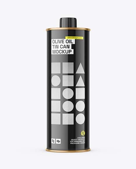 Glossy Olive Oil Tin Can Mockup