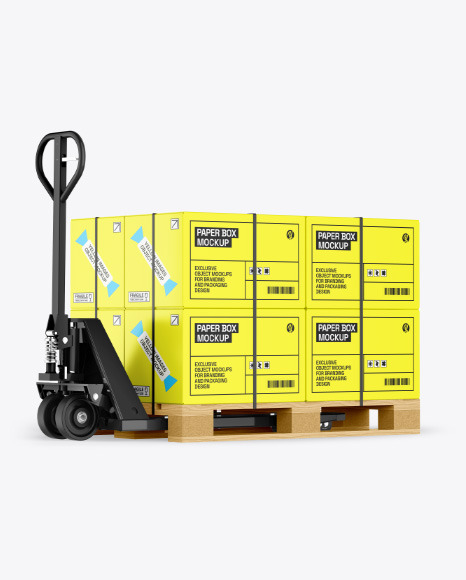 Hand Pallet Truck &amp; Paper Box Mockup