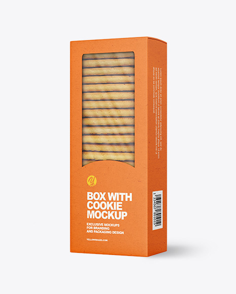Kraft Box with Cookie Mockup