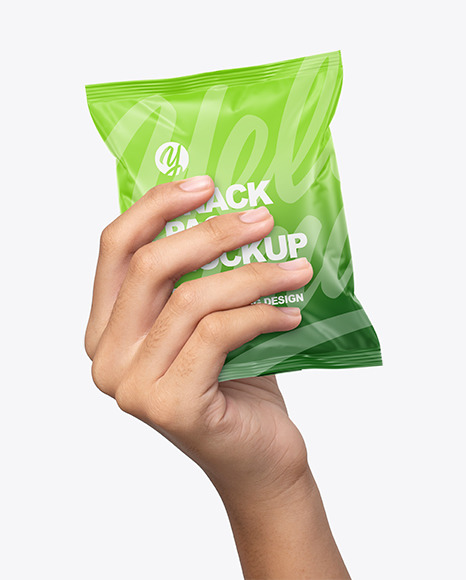 Matte Snack Pack in a Hand Mockup