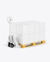 Hand Pallet Truck & Glossy Boxes Mockup