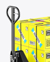 Hand Pallet Truck & Glossy Boxes Mockup
