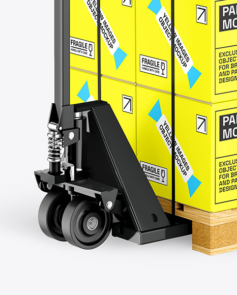 Hand Pallet Truck & Glossy Boxes Mockup