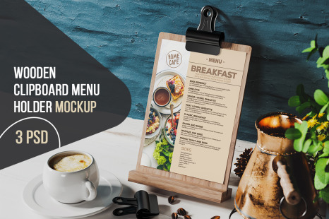 Wooden Clipboard Menu Holder Mockup