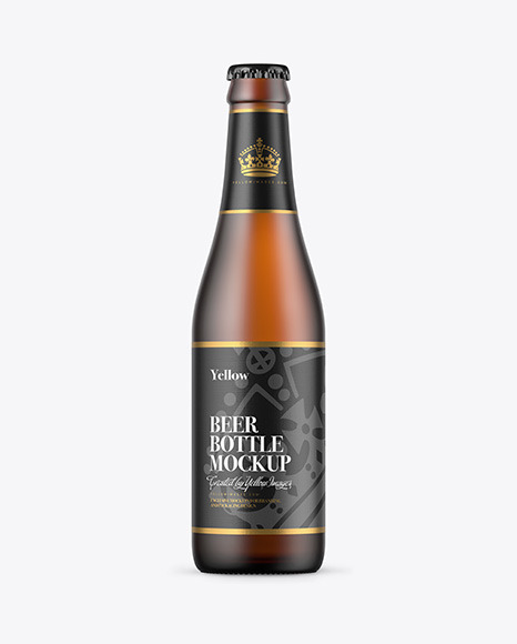 Frosted Amber Beer Bottle Mockup