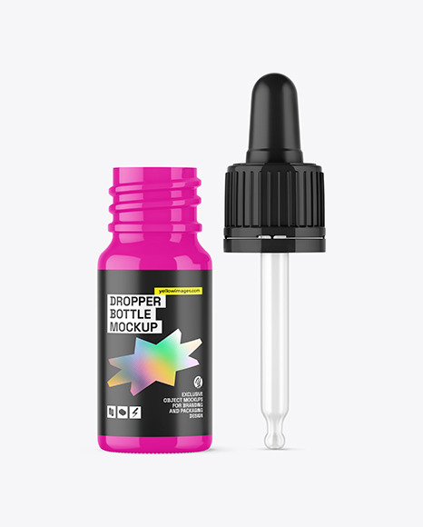 Opened Glossy Dropper Bottle Mockup