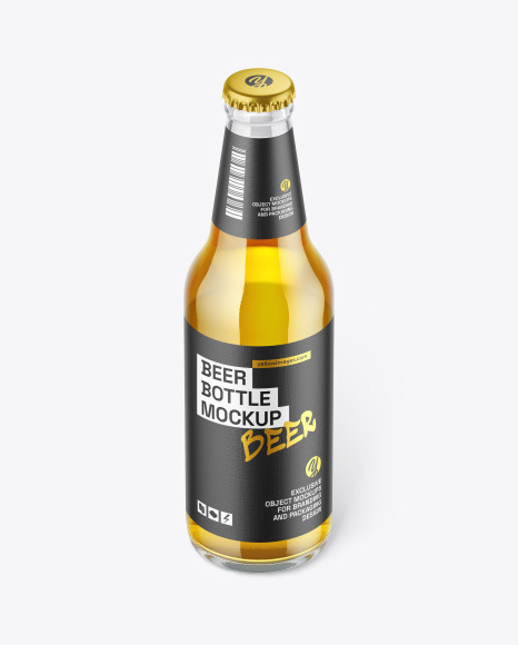 Clear Glass Lager Beer Bottle Mockup