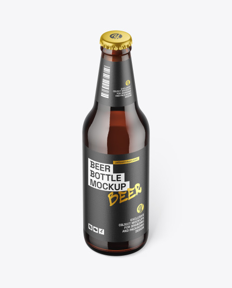 Dark Amber Glass Beer Bottle Mockup