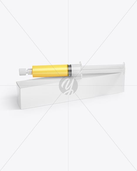 Syringe with Injection & Box Mockup
