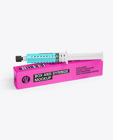 Syringe with Injection &amp; Box Mockup