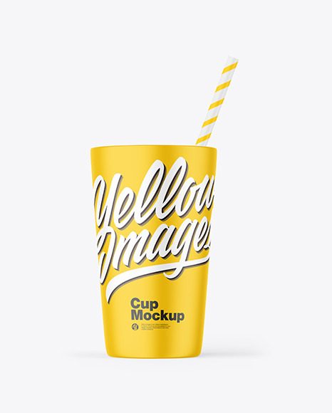 Matte Cup with Straw Mockup