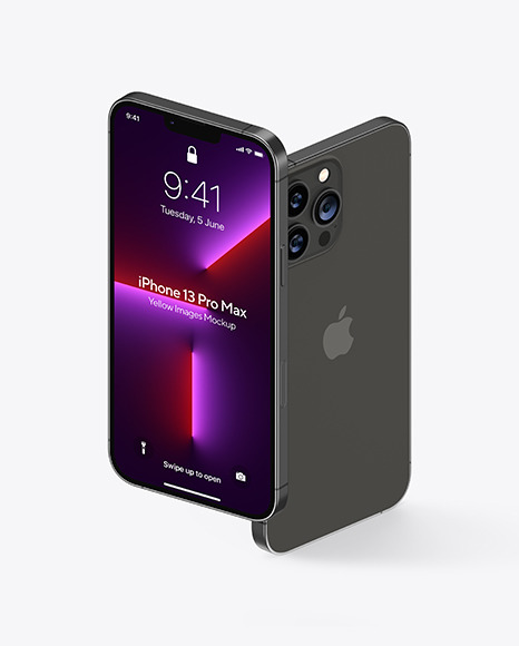 Two iPhones 13 Pro Max Graphite Mockup