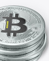 Silver Bitcoins Stack Mockup
