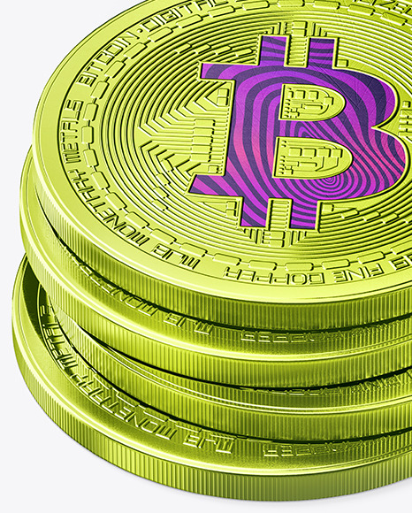 Silver Bitcoins Stack Mockup