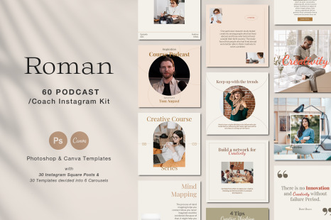 Podcast Clean Insta Kit | CANVA PS